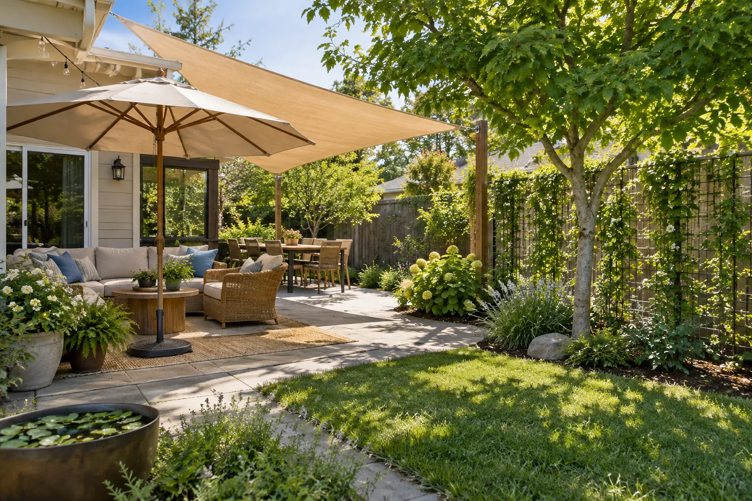 Editorial illustration for 8 Backyard Shade Ideas for Hot Summer Days