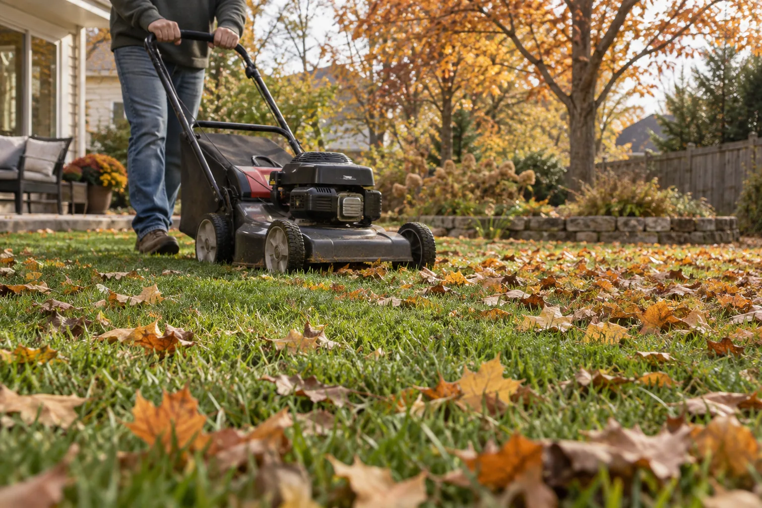 Editorial illustration for When Should You Stop Mowing Your Lawn in the Fall?